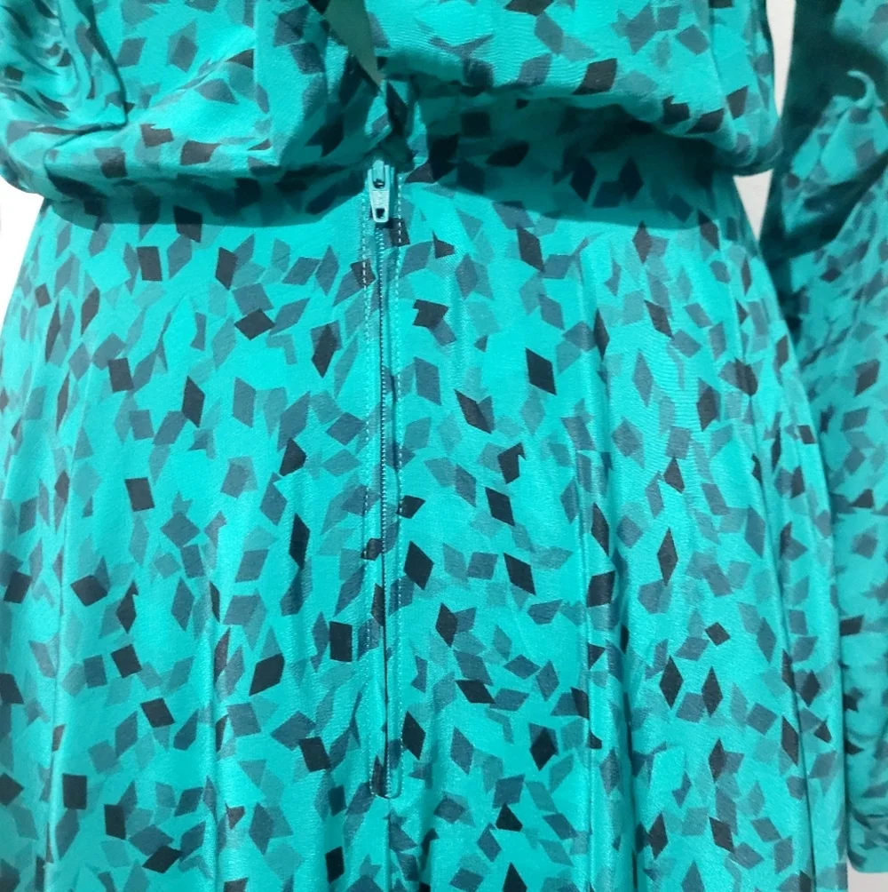 VINTAGE Maggy London by Jeannene Booher 100% Silk Long Abstract Print Dress 80's - Picture 7 of 15